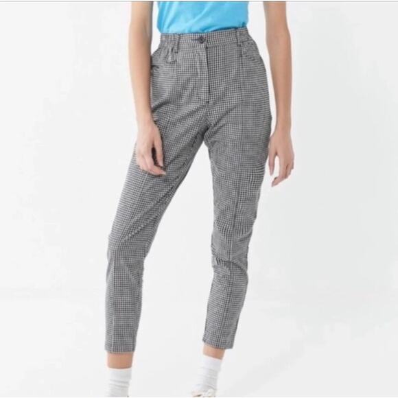 Urban Outfitters Black White Gingham Checkered High Rise Pockets Pant Sz Large - Picture 1 of 5